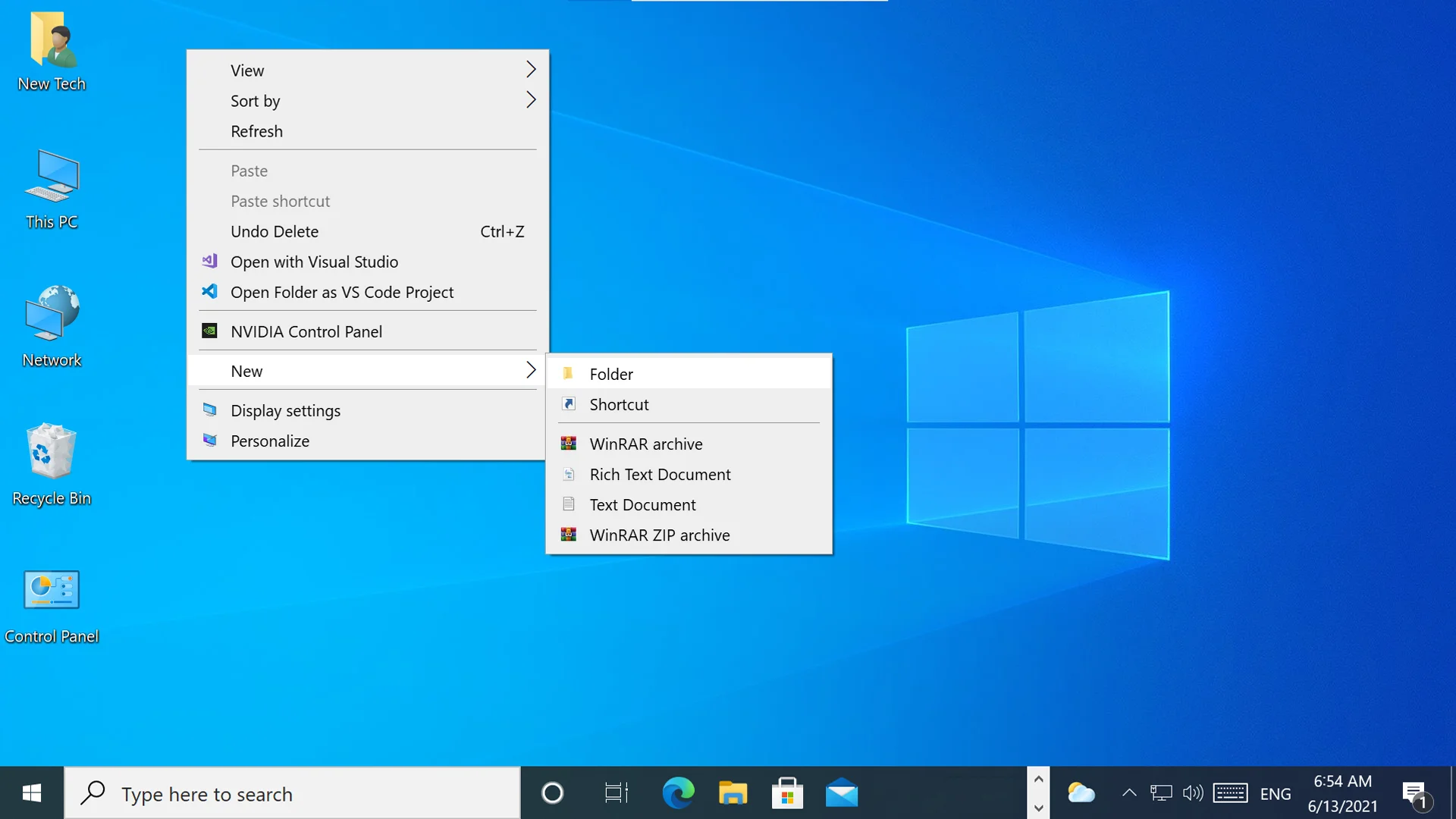 How to create a New Folder in Windows 10